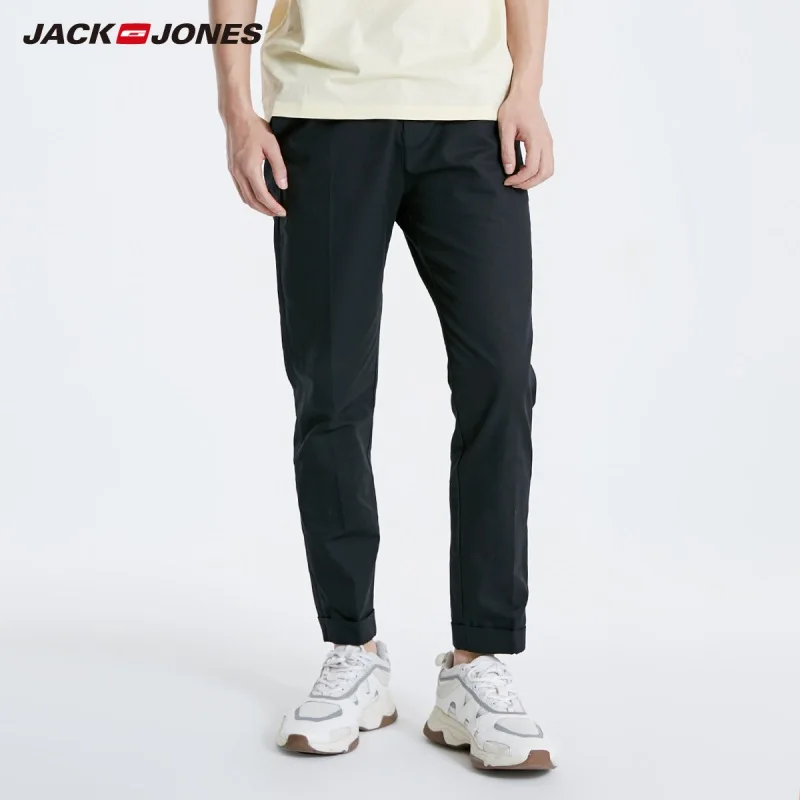 Мужские повседневные брюки JackJones до щиколотки из хлопка и льна базовые