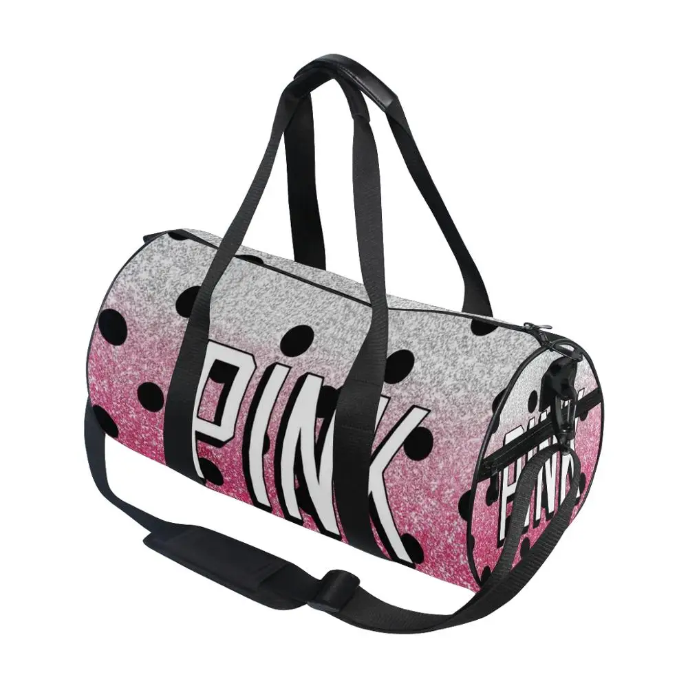 

ALAZA new Fitness bag women Travel Bag pink Printing Canvas Gym girl Sport Outdoor Large Pocket Casual Tote Handbag Shoulder Bag
