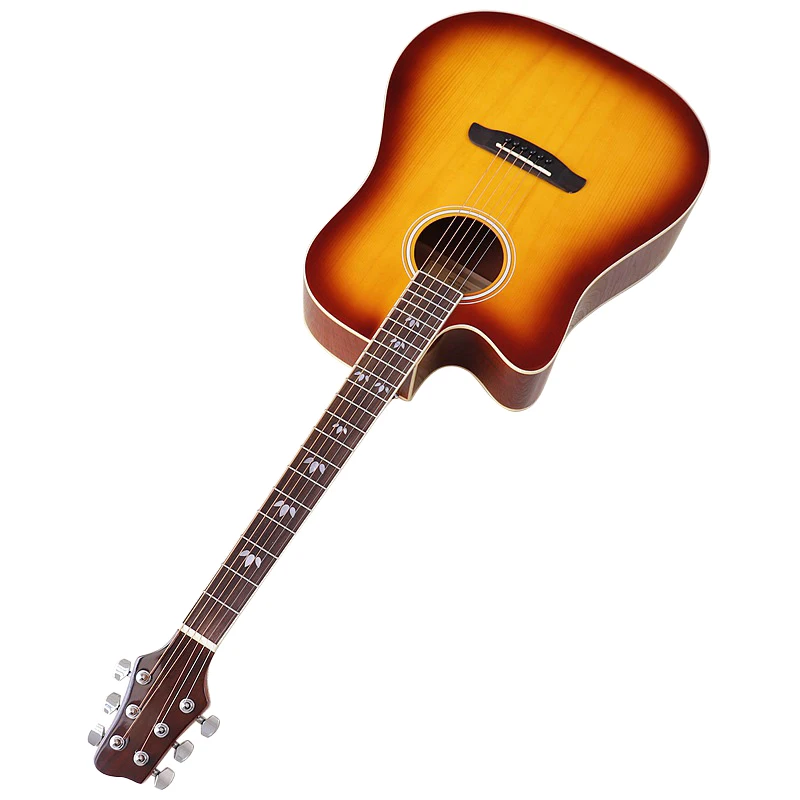 

Acoustic Guitar 6 String Left Hand 41 Inch High Gloss Finish Sunburst And Black Color Cutway Design
