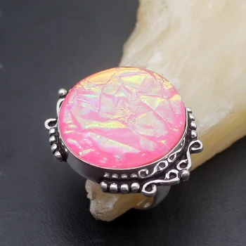 

Hermosa Fashion Jewelry New Dichroic Glass Round Shape Band Ring Size 8 A734