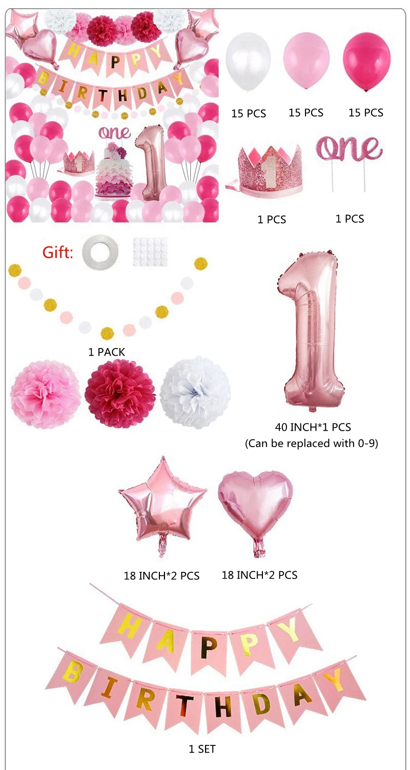 С днем рождения воздушные шары комбинация латекс Baby Shower девушка декоративные шары для дня рождения вечерние принадлежности Европейский цифровой шар - Цвет: Style 1