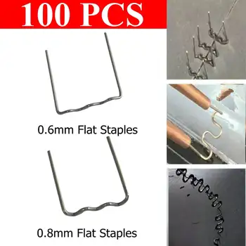 

100 Pcs/Set Precut 0.8mm /0.6mm Wave Flat Hot Staples For Plastic Stapler Repair Welder