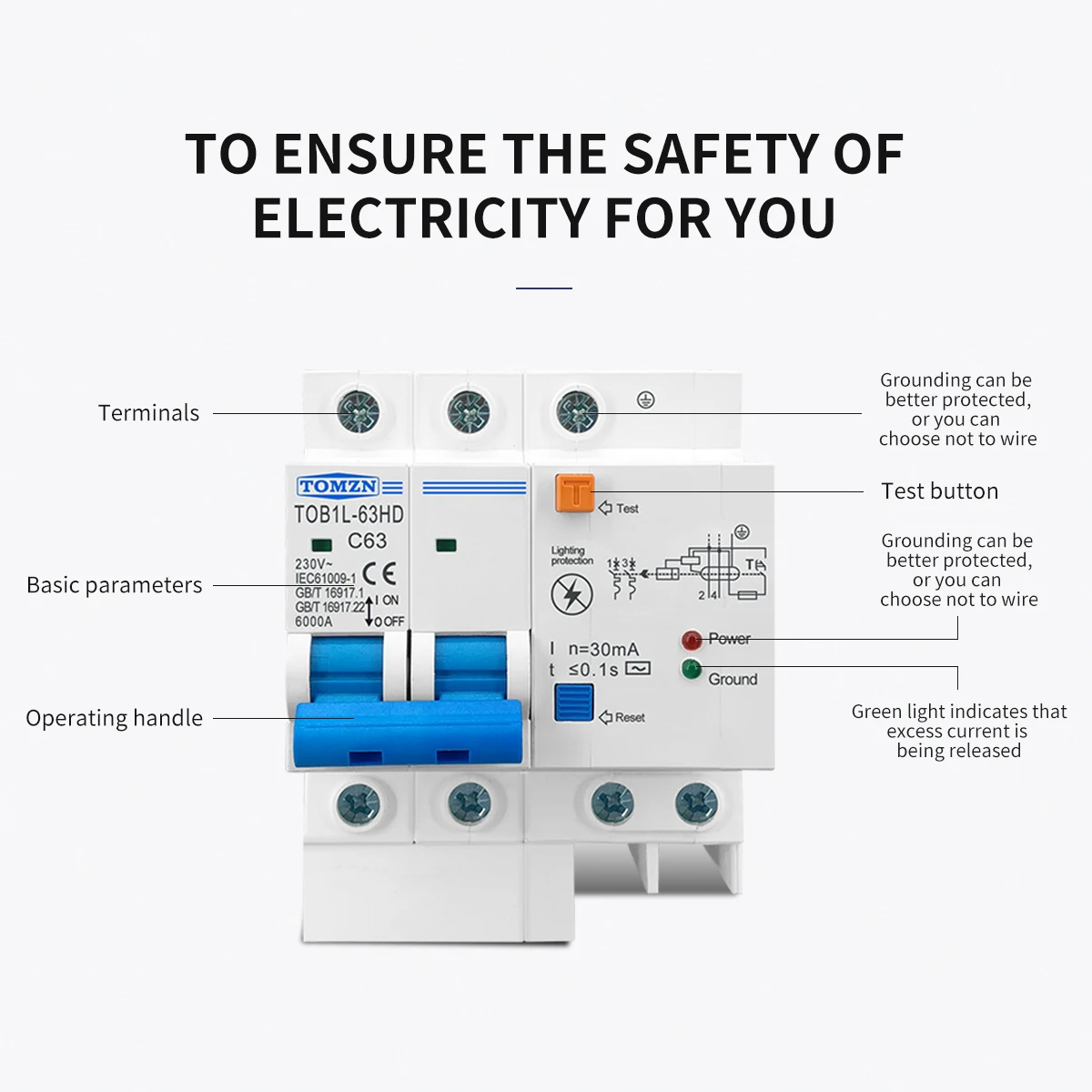 Fehlerstromschutzschalter Wichtigsten schalter mit surge protector RCBO MCB mit blitzschutz SPD