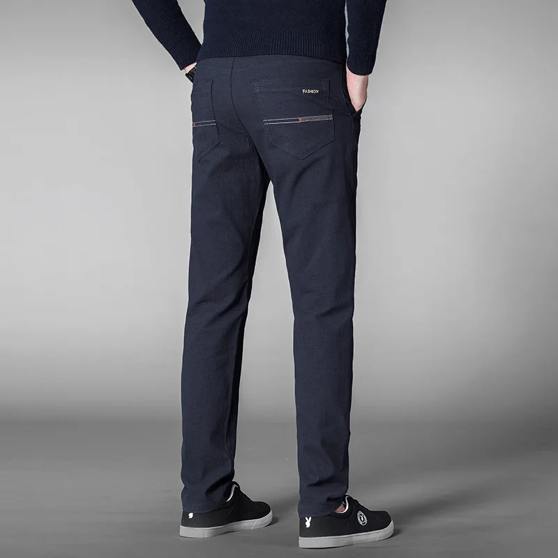 Повседневные мужские брюки в классическом стиле, новинка, бизнес эластичные хлопковые облегающие мужские брюки серого цвета, цвета хаки, размера плюс 42, 44, 46, SA-8 - Цвет: 8805Navy