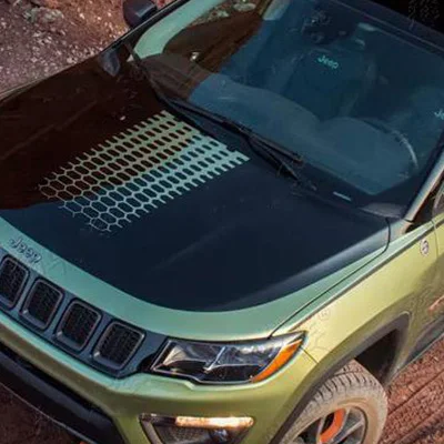 Большие все черные полые отверстия Передняя головка двигателя наклейка на капот виниловая графика наклейка для Jeep Compass - Название цвета: hood sticker