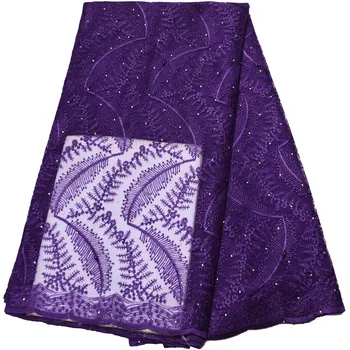 

Purple High Quality African French Tulle Lace Fabric Embroidered Nigerian Wedding Lace Material For Bridals Lace drsses N2809