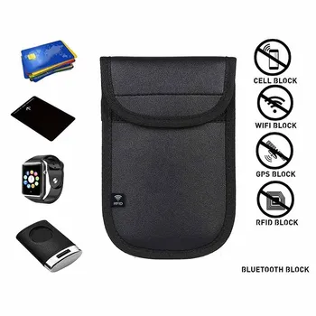 

1pc Black Car Key Case Anti-Theft RFID Signal Blocking Faraday Keyless Entry Car Key Pouch Case Bag blocking RFID scanner