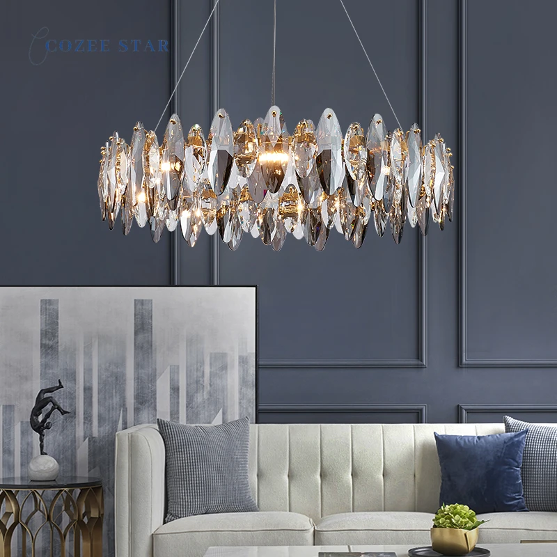 

Modern LED Chandeliers Lighting Luxury Iron Crystal Round Lamps Fixture Bedroom Living Room Dining Room Indoor Lights Lustre