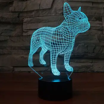 

French Bulldog Night Light 3D Table Lamp 7 Colors USB Desk Lights Children Kids