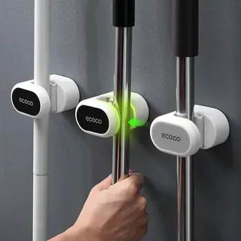 

Mop Hook Free Punching Wall Hanging Bathroom Strong Broom Clip Artifact Mop Hanger Fixed Buckle For Home Bathroom Accessories