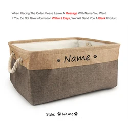 Customizable Pet Toy & Accessory Storage Basket - Personalized Name Print, Perfect - S 31X21X12cm (Paw coffee)