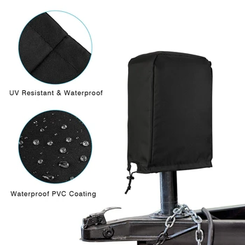 

Universal 600D Polyester Trailer RV Electric Tongue Jack Cover, Weatherproof Travel Trailer Camper Tongue Protective Cover, (Lar