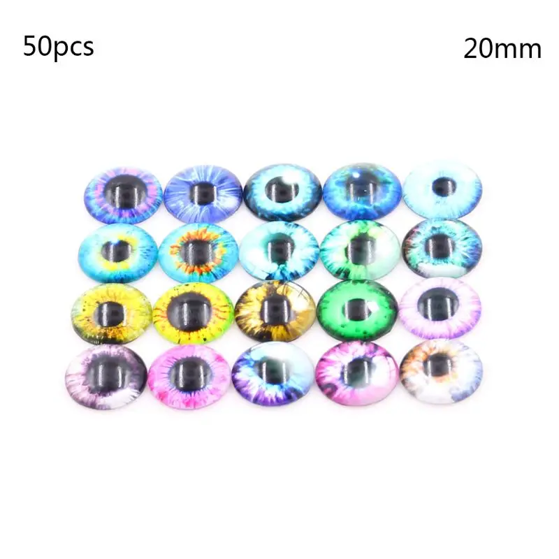 50 пар реалистичные DIY глаза смешанные цвета круглые глаза Дракона стеклянный кабошон купол 19QF - Цвет: Type 1-2cm