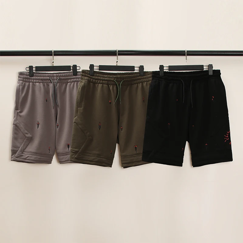 Pantalones cortos deportivos informales para hombre y mujer, ropa deportiva con bordado de Cactus, Hip Hop, Rap, Travis Scott, 21ss