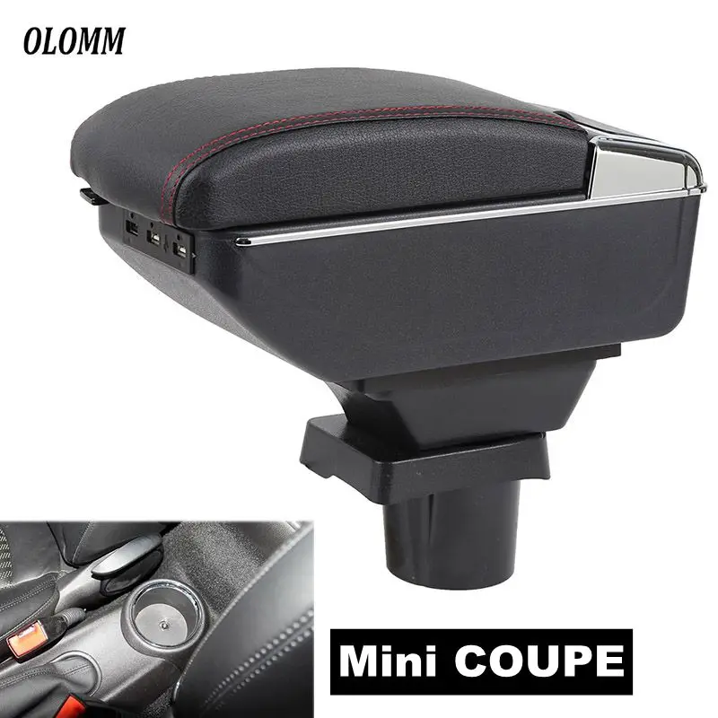 Подлокотник коробка для Mini R56 Coupe R50 Hatch II gen PU кожа центральный магазин содержимое коробка с usb зарядка аксессуары для салона автомобиля