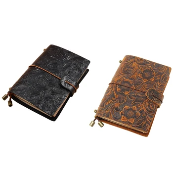 

Classic Genuine Leather Notebook for Daily Diary or Life Planner Journal with 3 Writing Notepads