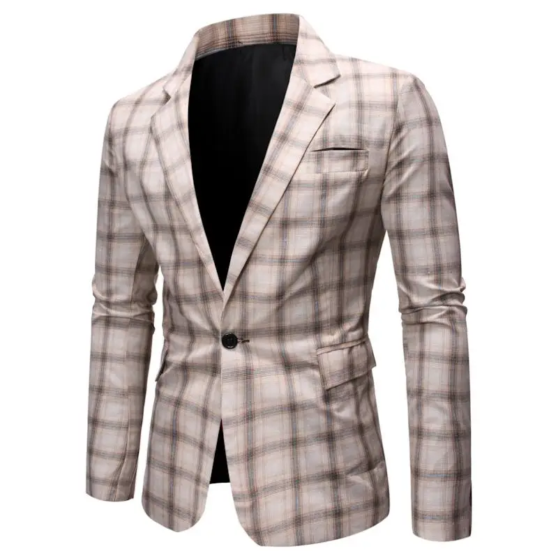 Hot Men grid Blazer Brand New Luxury Business Casual Suit Men Blazers Set Formal Wedding Dress Beautiful Design Male Suit