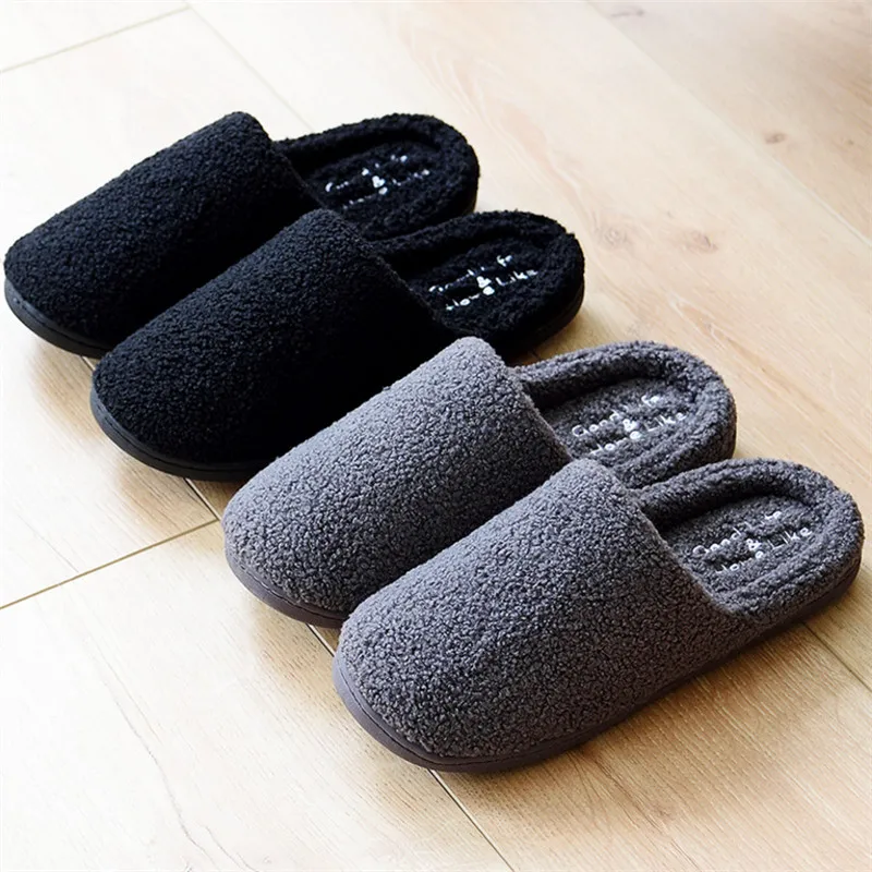 Shoes Men Fur Slippers Gingham Warm Winter Shoe Sturdy Sole Light Weight House Slippers Women Lover Soft Indoor Slipper Non Slip