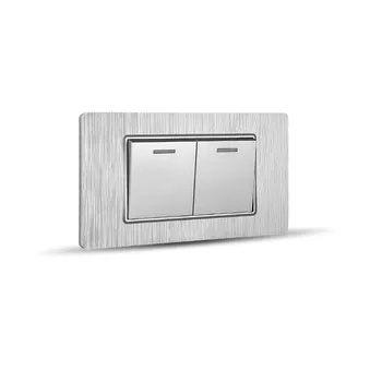 

Switch Wall switch brushed silver panel two open double control socket panel