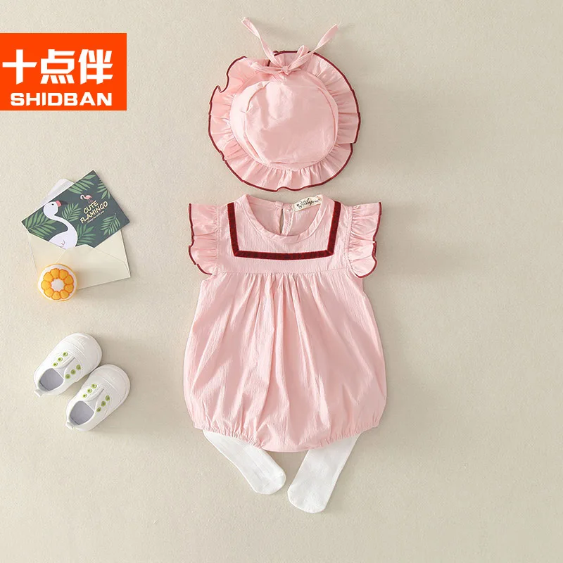 

Infant Nursing 0-6-9 Month Baby Clothes Suit Spring 3 Women's Newborns Summer Wear Cotton 100% Long Sleeve Summer romper