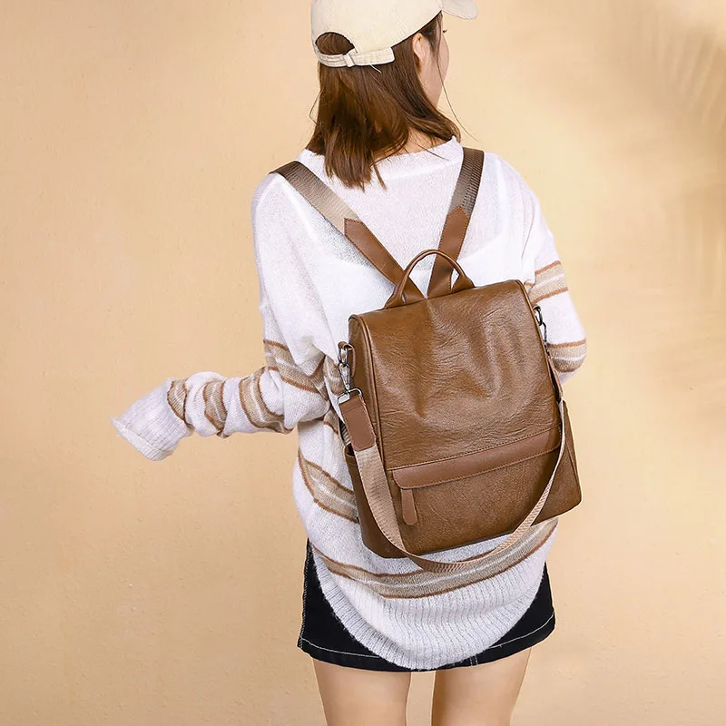 ZROM Студенческая сумка повседневный кожаный рюкзак для девочек Модный женский с