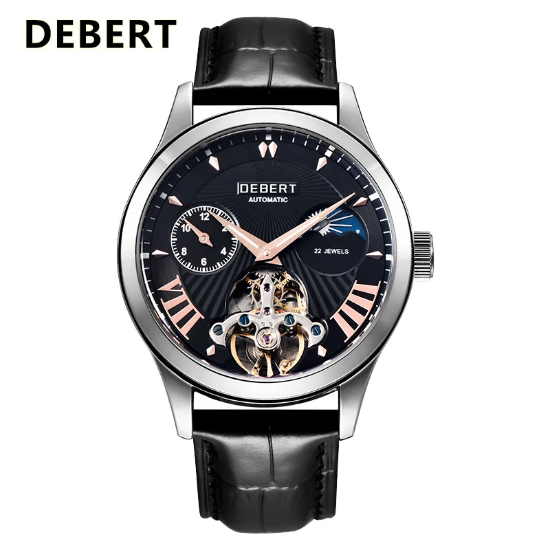 9 Tourbillon moon phase автоматические механические мужские часы 41 мм Топ люксовый бренд мужские наручные часы Классический стальной чехол кожаные часы - Цвет: 9