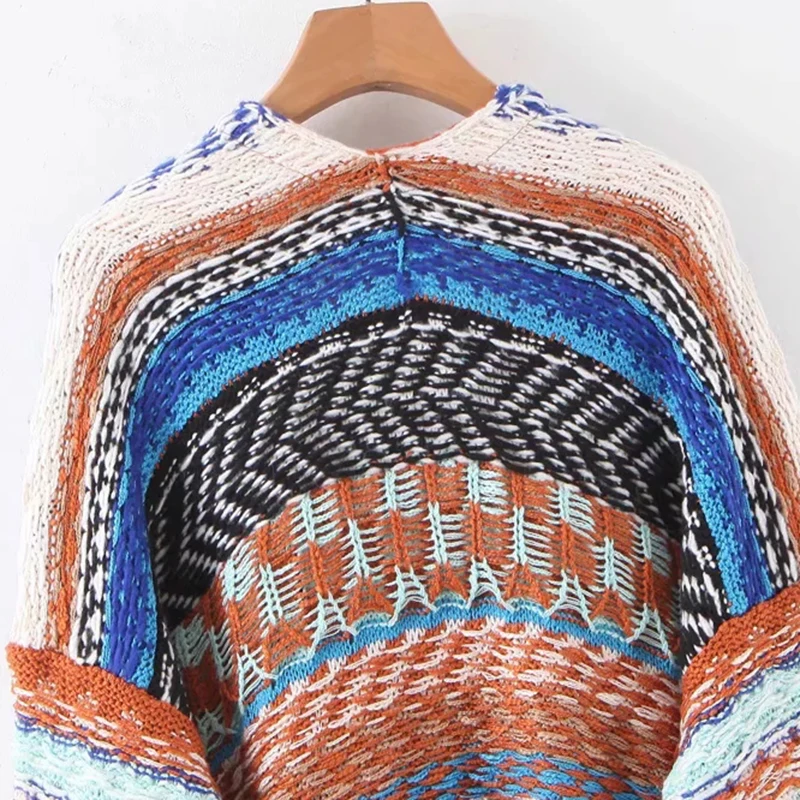 KHALEE YOSE цветной вязаный свитер Cardi толстый полосатый осенне-зимний свитер кардиган женский открытый передний вязаный Boho длинный кардиган