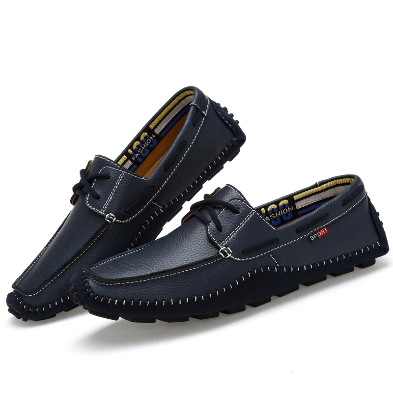 Spring and autumn men's shoes comfortable high quality lightweight lace loafers leathe non-slip wear-resistant large size 47