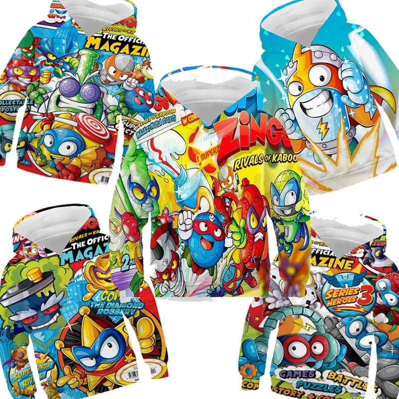 

Boys Girls Spring 3D Super Zings Hoodie Children Cotton Sweatshirt Kids Superzings Series Game Pullover Teens Clothing Coat