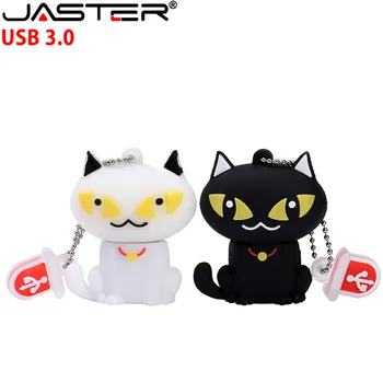 

JASTER USB 3.0 Cartoon cute cat USB Flash Drive 4GB/8GB/16GB/32GB/64GB Silica gel Gift Pen Drive Real Capacity USB Stick