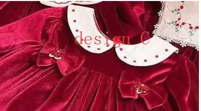 Розничная ; коллекция года; платье с цветочной вышивкой для девочек; роскошное бархатное испанское платье в стиле Лолиты; Милая одежда для маленьких девочек