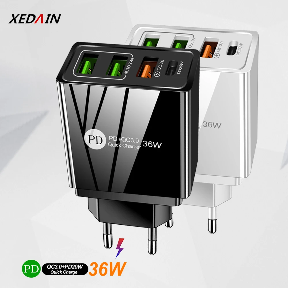 EU/US/UK штекер PD QC3.0 USB для мобильного телефона зарядное устройство адаптер быстрой