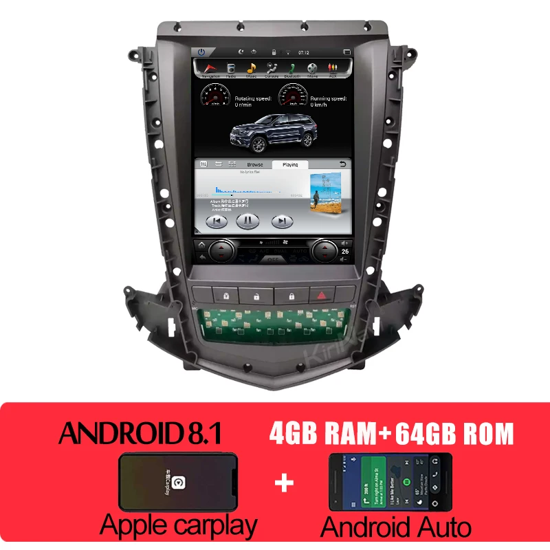 Android Car Radio KiriNavi Telsa стиль вертикальный экран 10,4 ''Android 8,1 Авто Радио автомобильный dvd-плеер для Cadillac старый SRX gps навигация 2009-2012 - Цвет: Android Car Radio