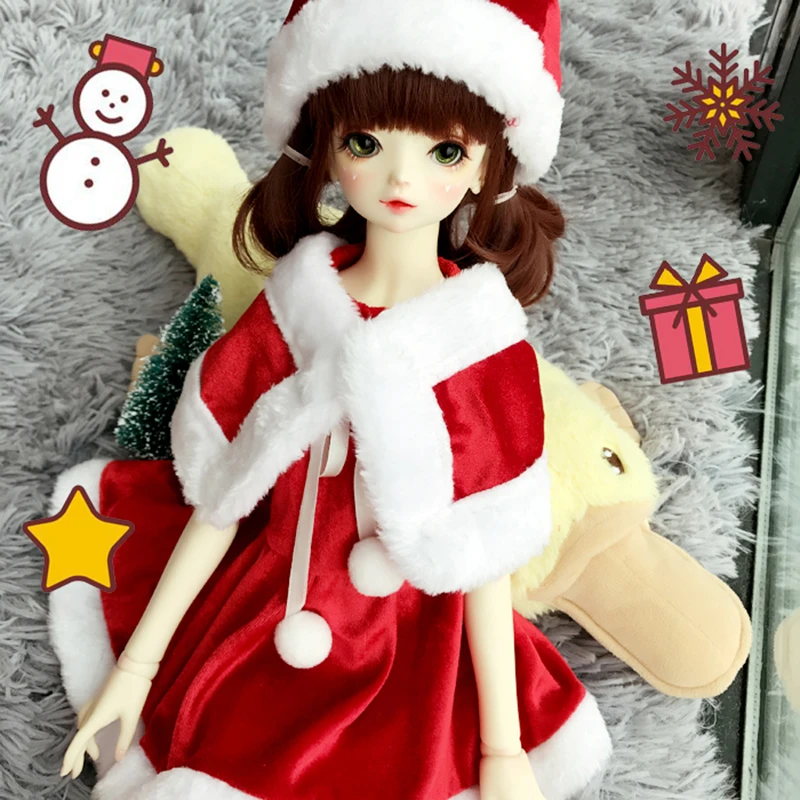 Allaosify 1/3bjd детское платье рождественское зимнее платье+ шаль+ шляпа