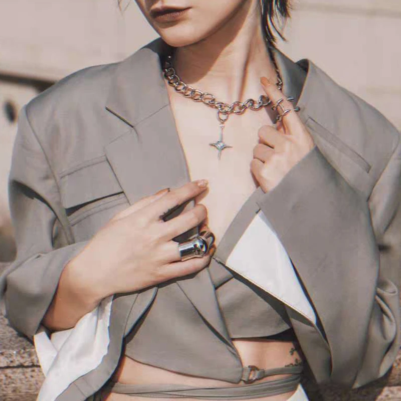 TWOTWINSTYLE Ruched Irregular Two Piece Set For Women Notched Long Sleeve Lace Up Top High Waist Skirt Suit Female 2020 Tide New