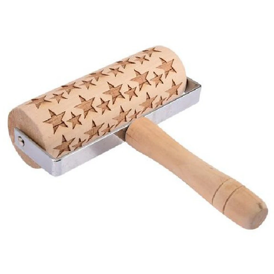 Rolling Pin C Transhome Рождественская тисненая Скалка 13,9*5 см помадка торт тесто выгравированный ролик олень; Снежинка инструменты для приготовления печенья - Цвет: Rolling Pin C