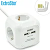 ExtraStar® Power Cube Cord 1.5 m Strip 4 Outputs, with 2 for loading USB 5 V/2.1A ► Photo 1/6