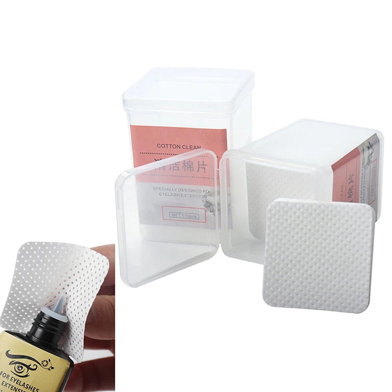 170PCS Hygienic Eyelash Extension Glue Remove soft Cotton Pad Glue Bottle Mouth Wipes Cleaning protect eyes