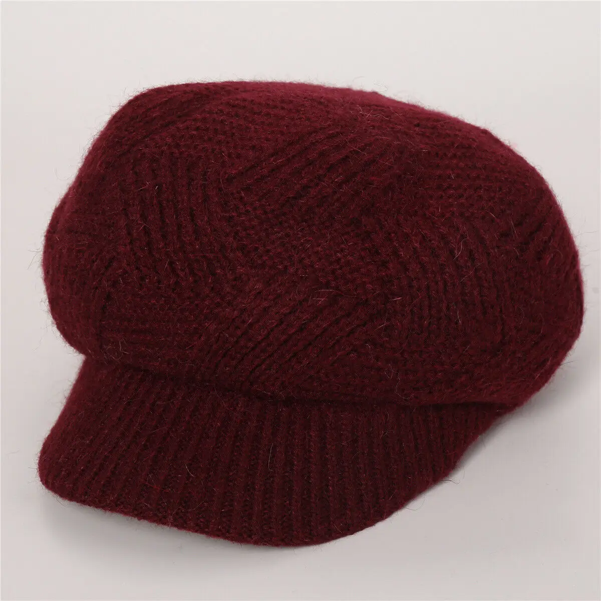 Wine Red Новые модные женские туфли; женские зимние Повседневное теплые, вязаные крючком шапка остроконечная Кепка Козырек поля сапоги высотой выше колена вязаная кроличий мех Шапки Черный, серый цвет бежевый - Цвет: Wine Red