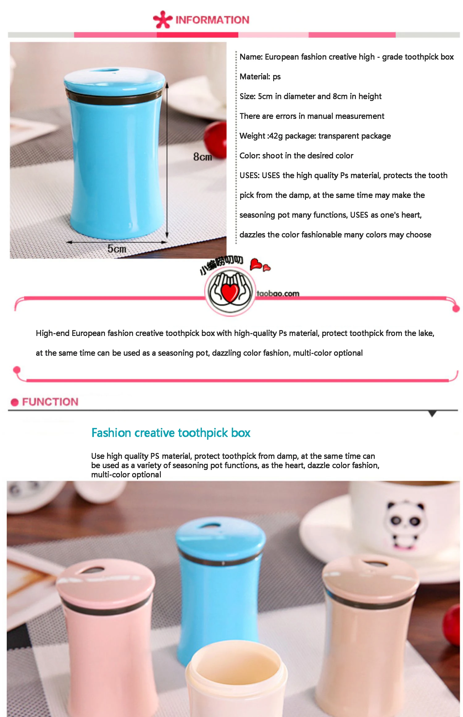 1pc household kitchen Table Creative Tools Toothpick Small Storage box Multicolor optional portable Can be used as Seasoning Use