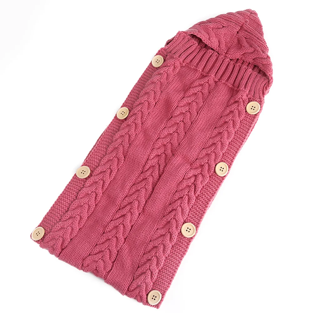 Теплое детское одеяло мягкий детский спальный мешок для ног Хлопковый вязаный Конверт для новорожденных пеленок аксессуары для коляски спальные мешки - Цвет: Розовый