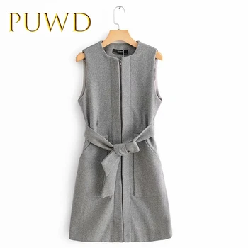 

PUWD 2019 New Autumn Lady's Zipper Belt Dresses