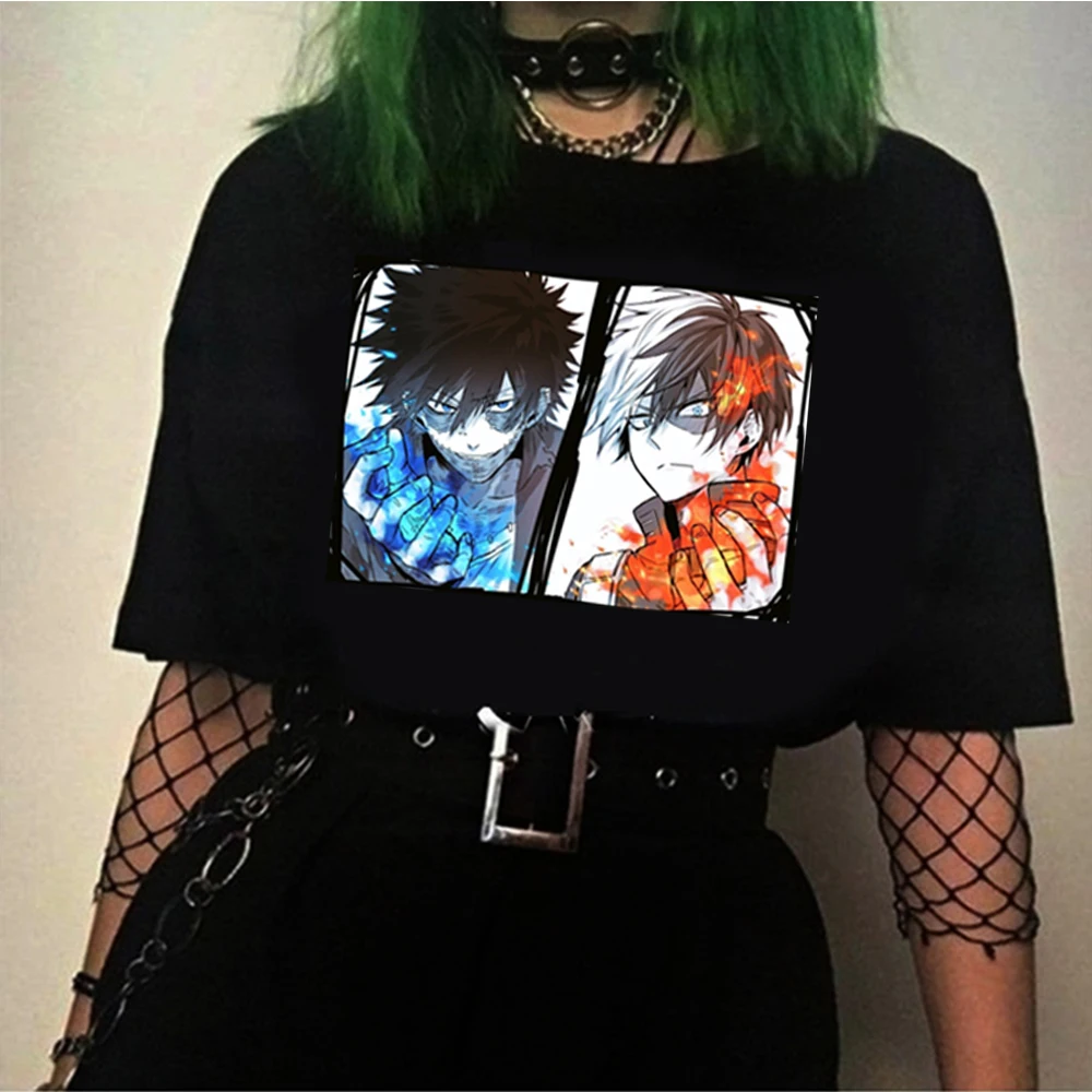 Men S Shirt Harajuku T Shirt Men Anime T Shirt My Hero Academia Dabi Shoto Todoroki Anime Tops Tees T Shirts Aliexpress