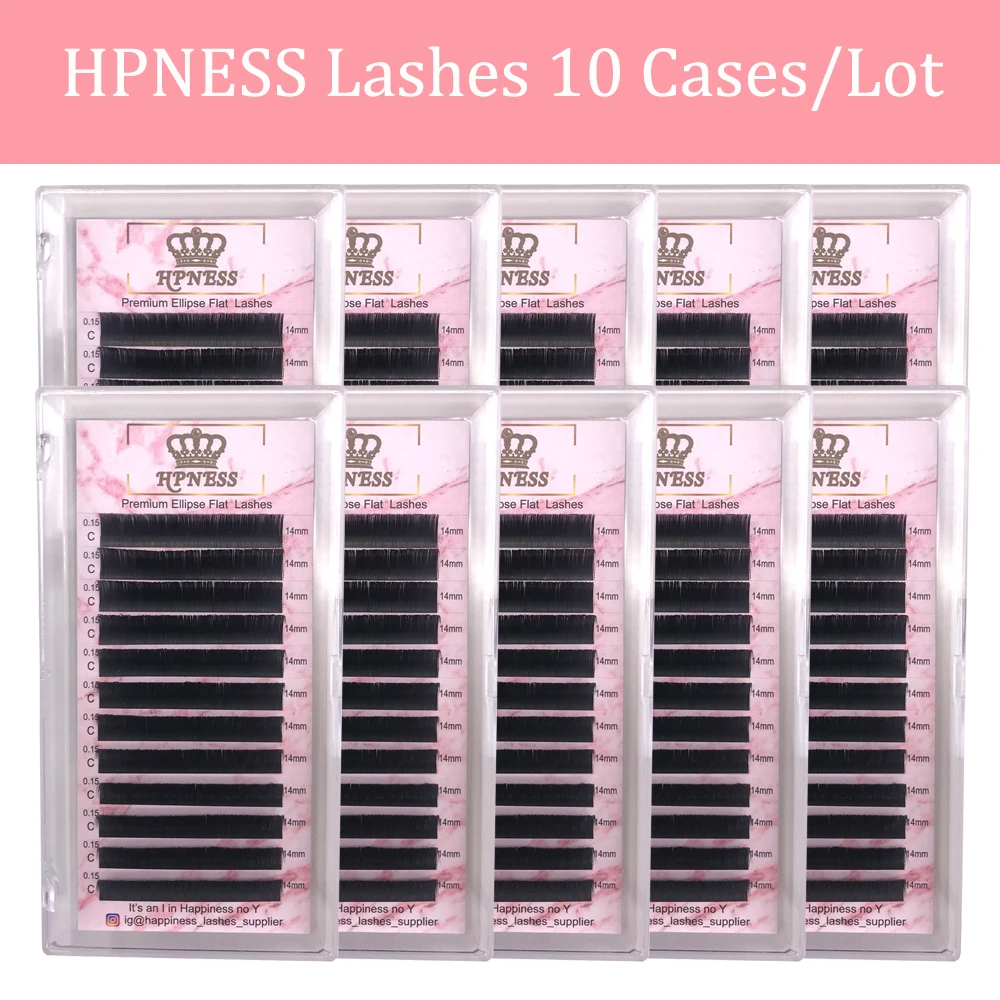 

Ellipse Flat Eyelash Extension 10 Cases/lot Split Tips Ellipse Shaped Natural Light Soft Individual Flat Eyelashes