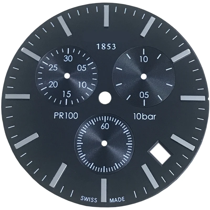 34,5 мм Циферблат для часов PR100 T101417A Мужские кварцевые часы T101 текстовые часы аксессуары T101417 запасные части - Цвет: Black silver dial