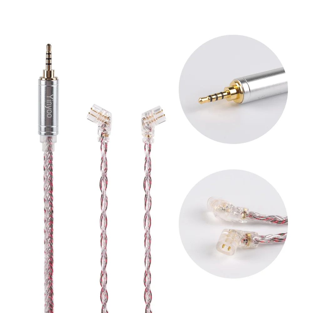 Yinyoo 16 Core High Purity Silver Plated Cable 2.5/3.5/4.4MM With MMCX/2PIN/QDC Connector ZS10 Pro AS10 AS16 AS12 ZSN PRO C12 - Цвет: 2.5 QDC