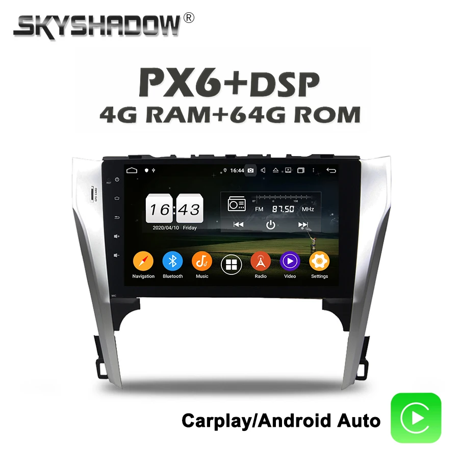Беспроводной автомобильный DVD-плеер Carplay PX6 Android 10 0 4 Гб + 64 ГБ GPS радио Wi-Fi Bluetooth для