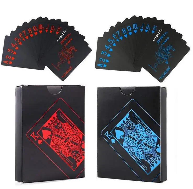 55 шт./колода красный/синий черный водонепроницаемый Прочный ПВХ скраб Тип пластиковые игральные карты Ретро задняя полоса Волшебный реквизит для фокусов
