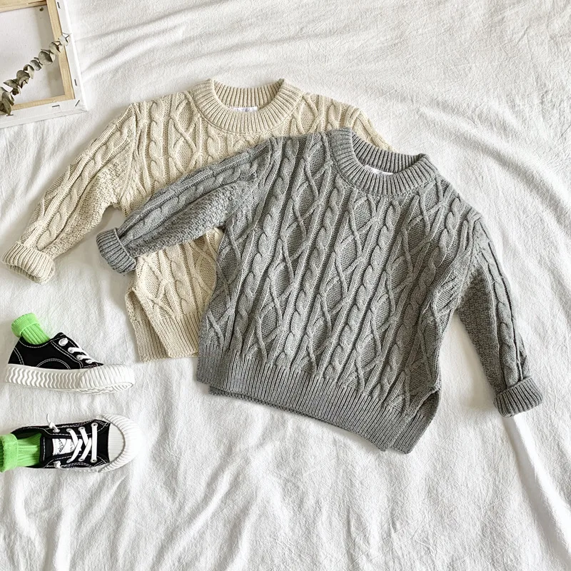 

Boys Casual Sweaters Autumn Winter 2019 Boy Solid Pullover Warm Sweater Children Long Sleeve Baby Girls Toddler Clothes