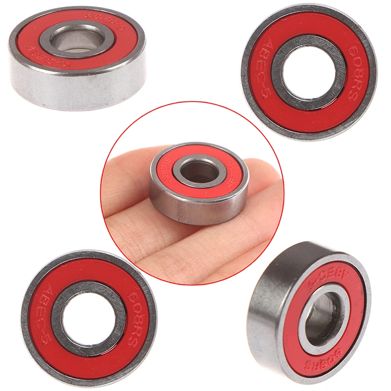 5Pcs Red ABEC-7 608RS Skateboard Roller Sealed Ball Bearings 8x22x7mmL CH~。 